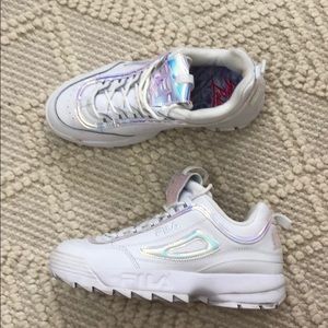 Fila limited edition holographic white sneakers